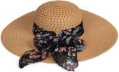 Wide brim straw hat with scarf band - 2asstd.
(sizes 57-58cm)