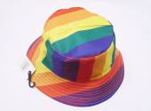 Polyester rainbow bucket hat.
(one size)