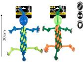 Rubber ball and rope toy - 2/cols*
