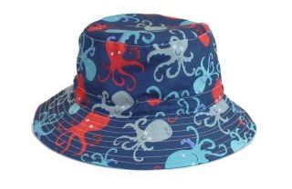 Childs cotton hat.
(blue octopus/white crab)
