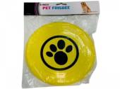 9" yellow pet frisbee.