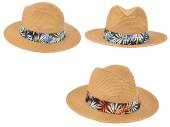 Fedora hat with palm leaf design band (58cm) - 2asstd*