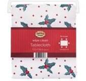 Holly design Christmas, wipe clean, pvc tablecloth* (132x178cm)