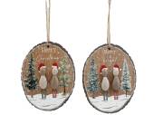 10cm wood pebble hanging plaque - 2asstd.