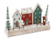 Wooden houses with trees decoration (20x5x9cm)*