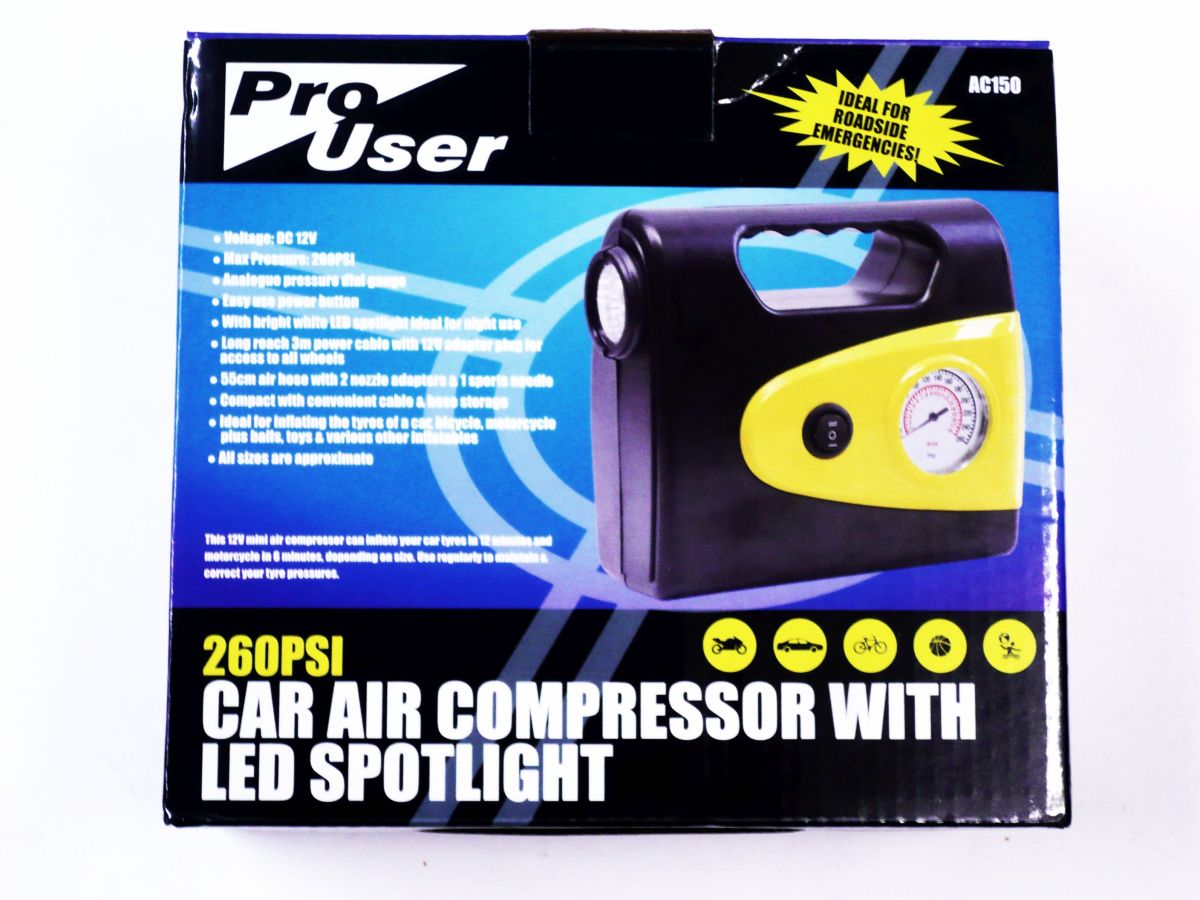 Car air compressor with led spotlight*