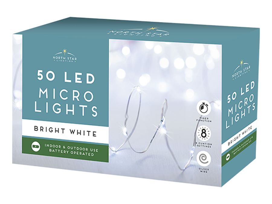 B/op 50 led micro lights (in/outdoor) - BRIGHT WHITE.