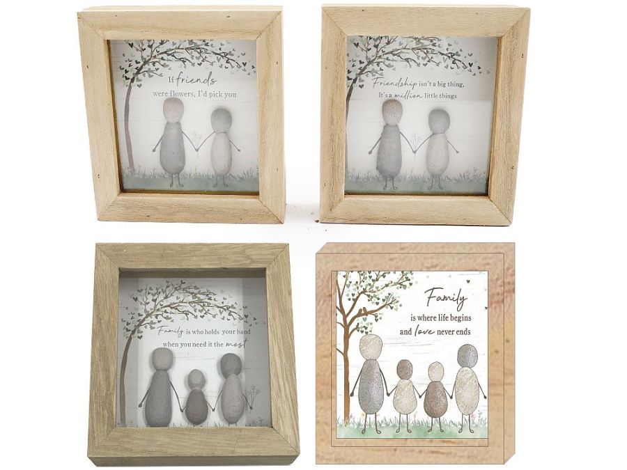 Pebble family/friends wooden box plaque - 4asstd.