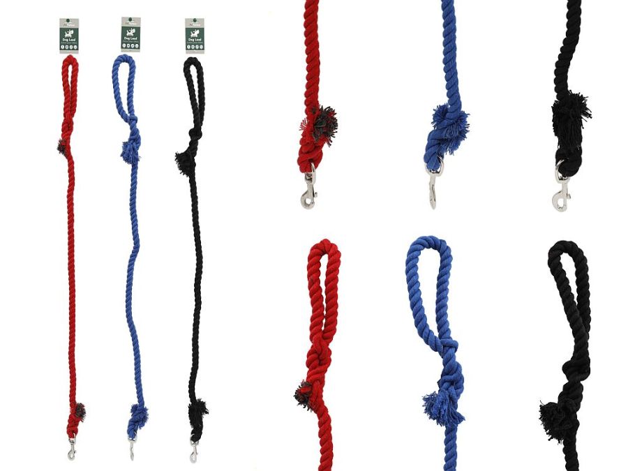 Chunky 1.3m rope dog lead - 3/cols.