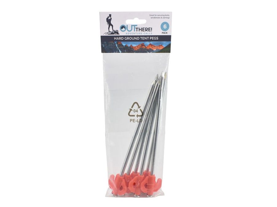 Pack 6, 20cm steel rock pegs*