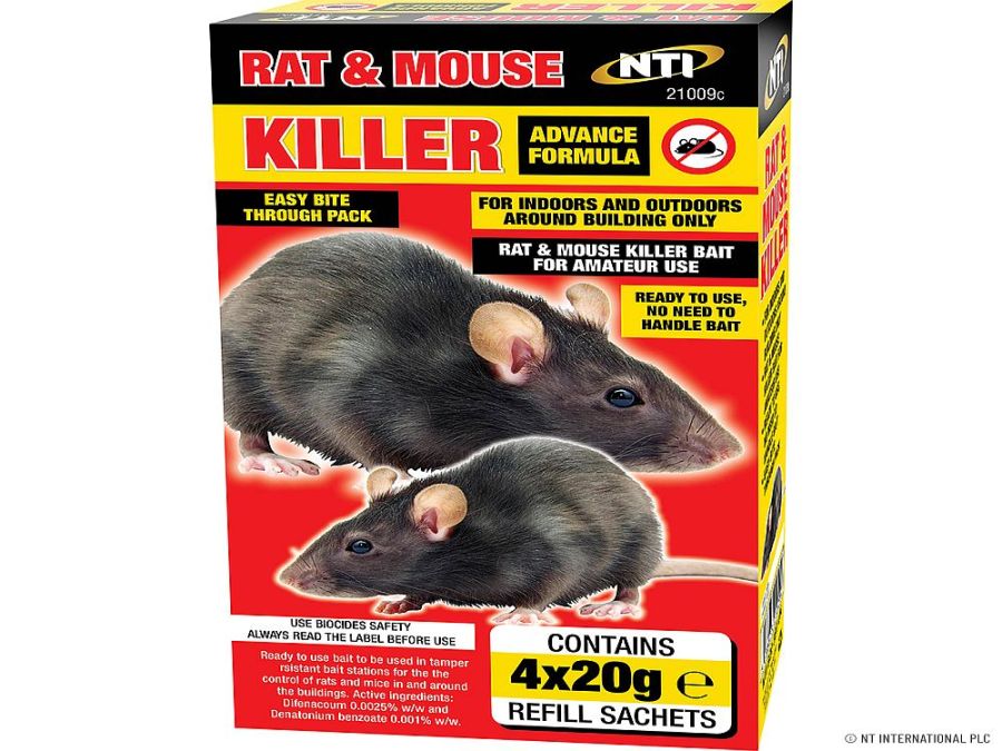 Rat and mouse killer*
(4x 20g sachets)