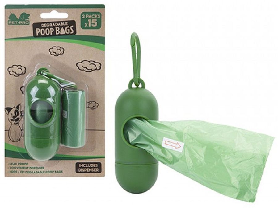 Degradable poop bags and dispenser set*