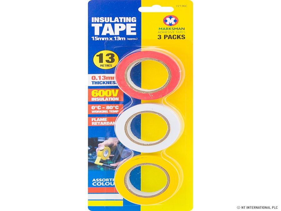 Pack 3, insulating tape*
(15mm x 13m)