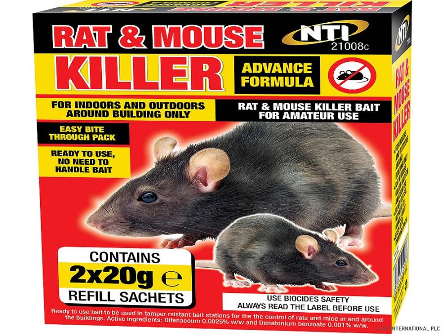 Rat and mouse killer*
(2x 20g sachets)