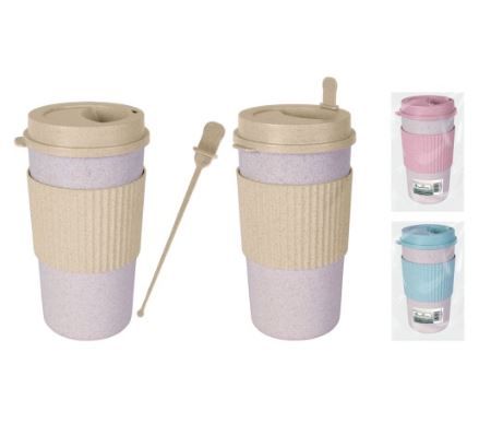 Eco travel mug and stirrer set - 3/cols*