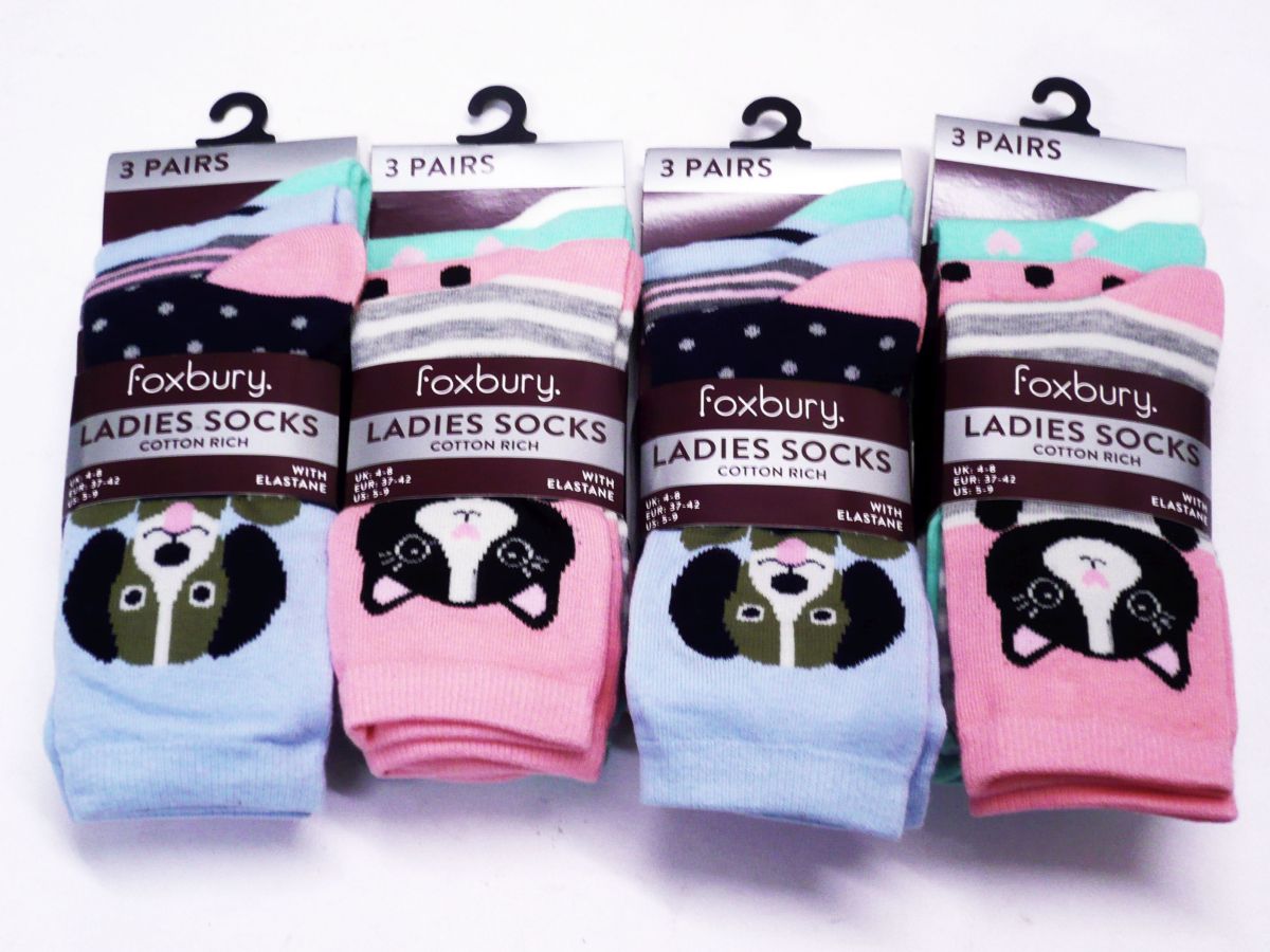 Ladies cat/dog design socks.
(3pkt x4)