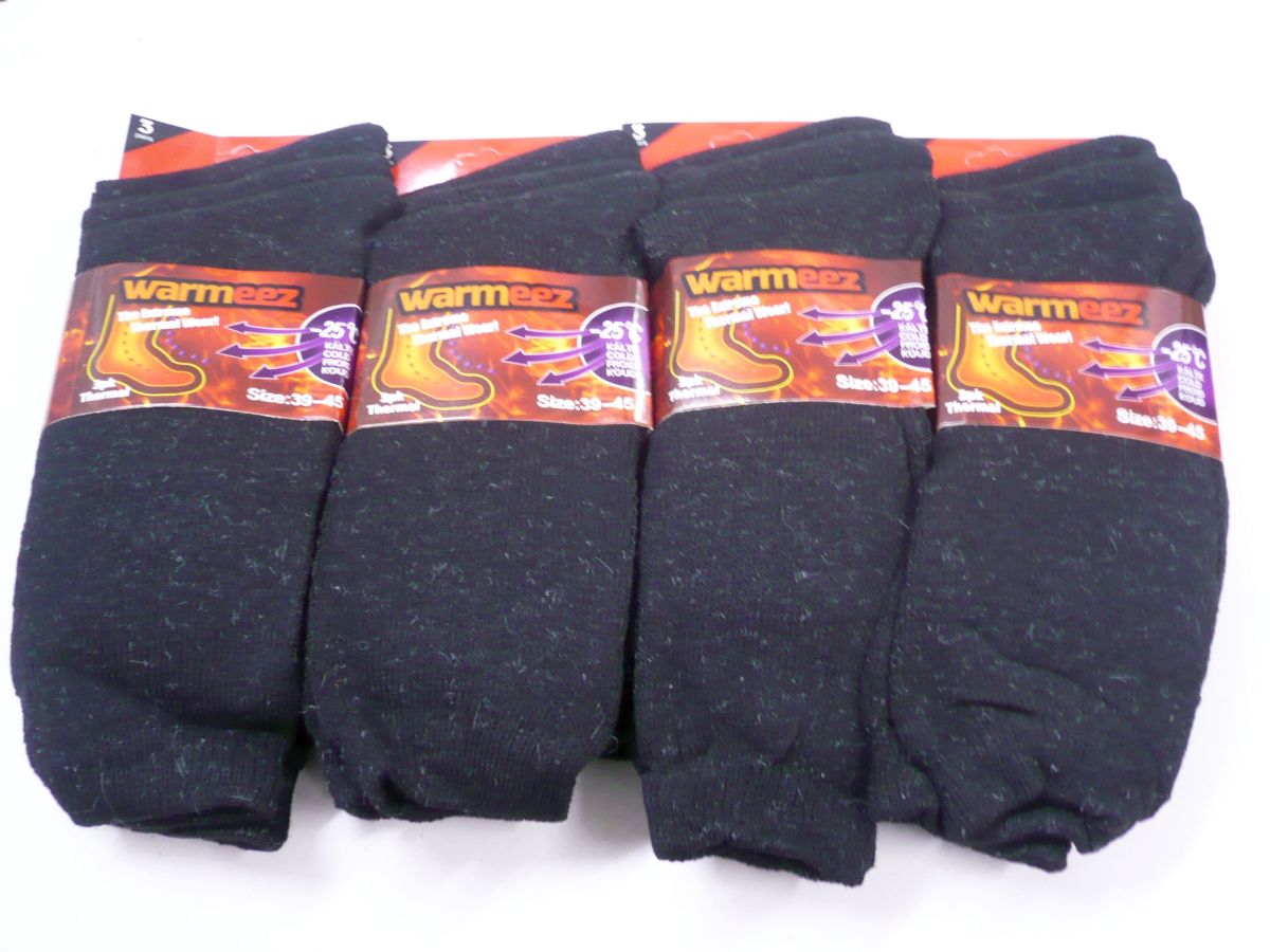 Mens black thermal socks.
(3pkt x4)