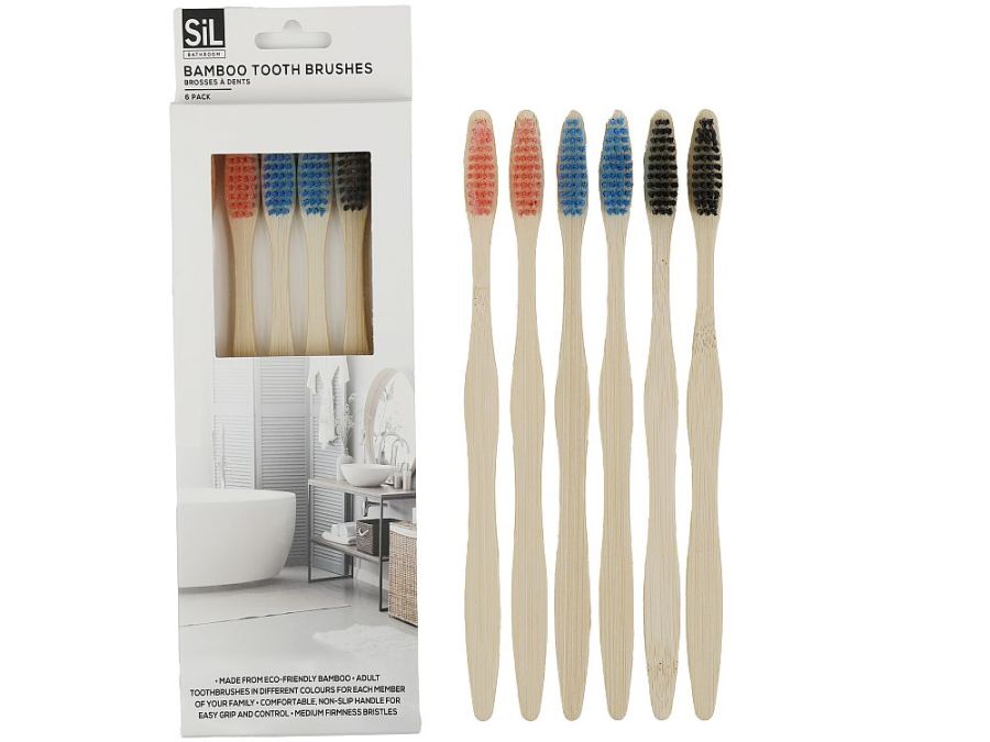 Pack 6 bamboo tooth brushes*