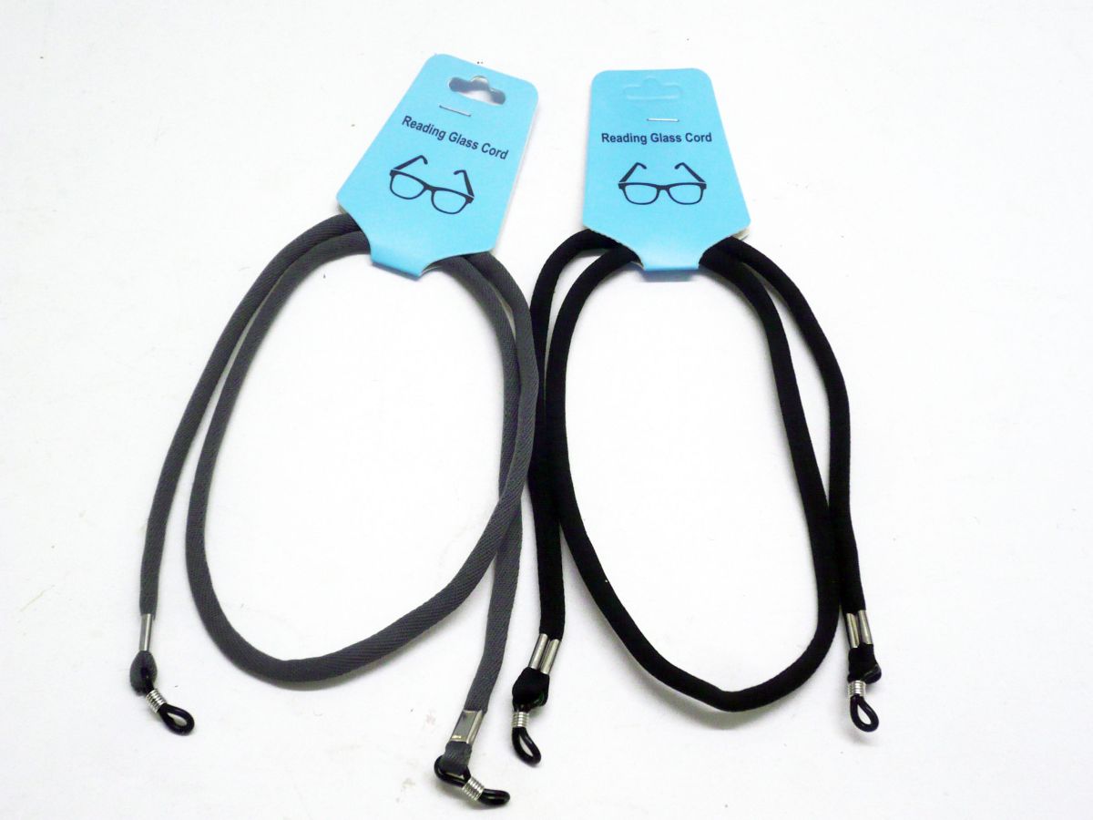 Pack 12, black and grey glasses cords.