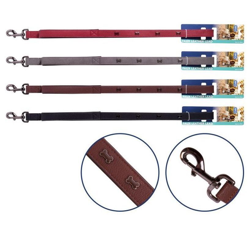 RSPCA faux leather dog lead (2.5x120cm) - 4/cols>