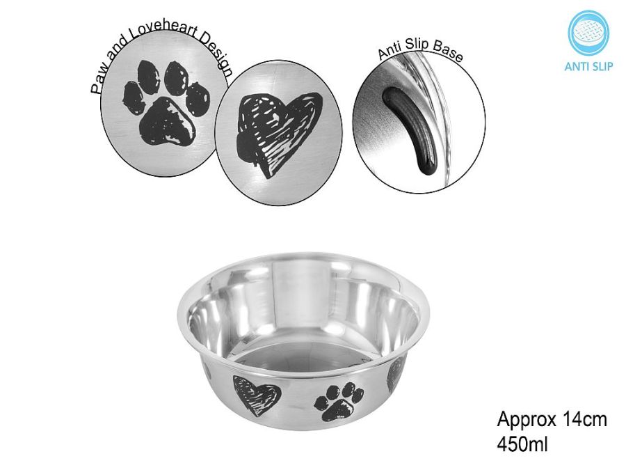 450ml s/s printed pet bowl (dia 14cm)*