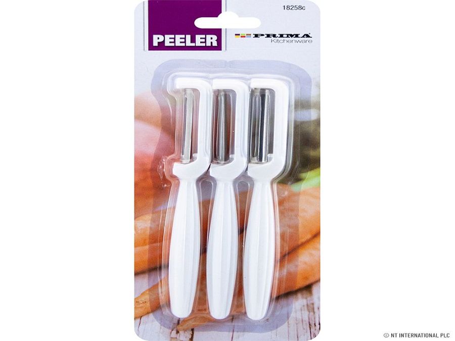 Pkt 3, s/s peelers with plastic handles - 2/cols*