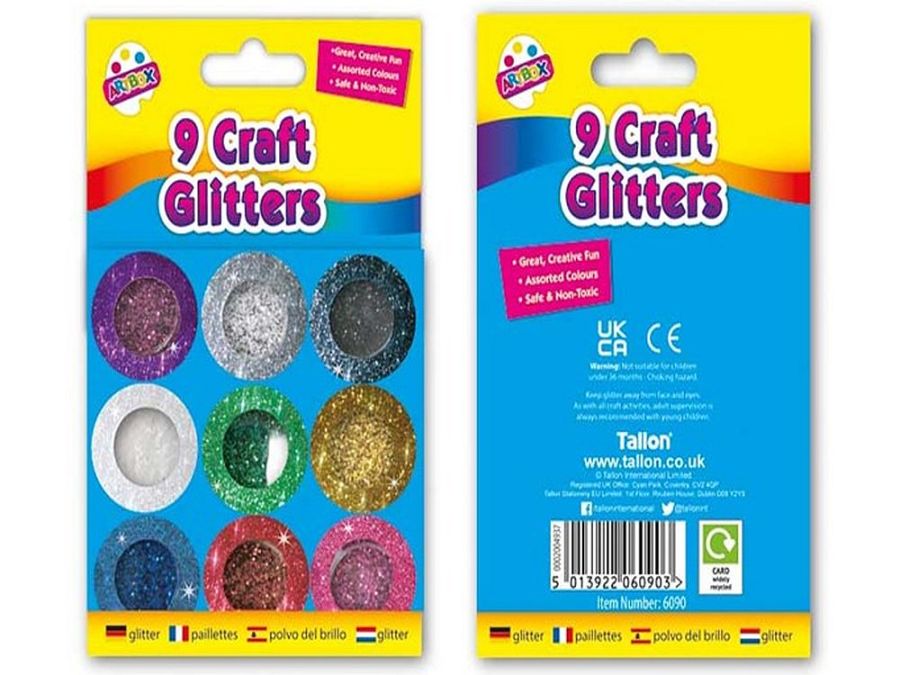 Pack 9, metallic glitter pots*