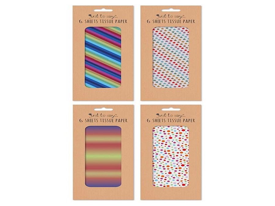 Pack 6, patterned tissue paper - 4asstd*