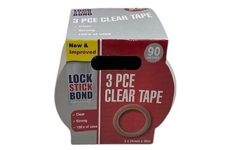 Pack 3, clear tape*
(24mm x 30m)