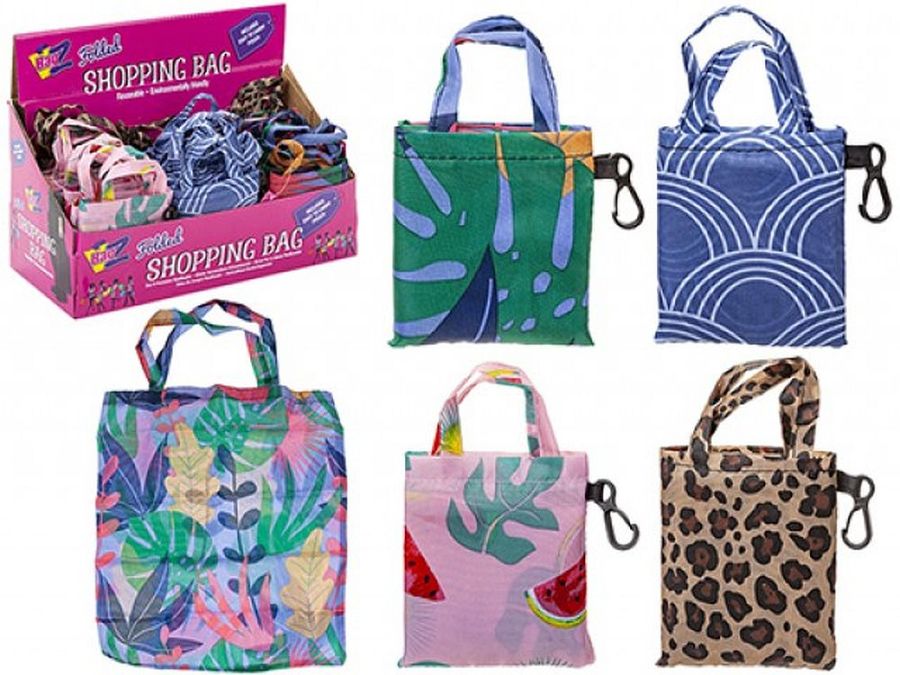 Patterned folded shopping bag - 4asstd*  (24x display box)