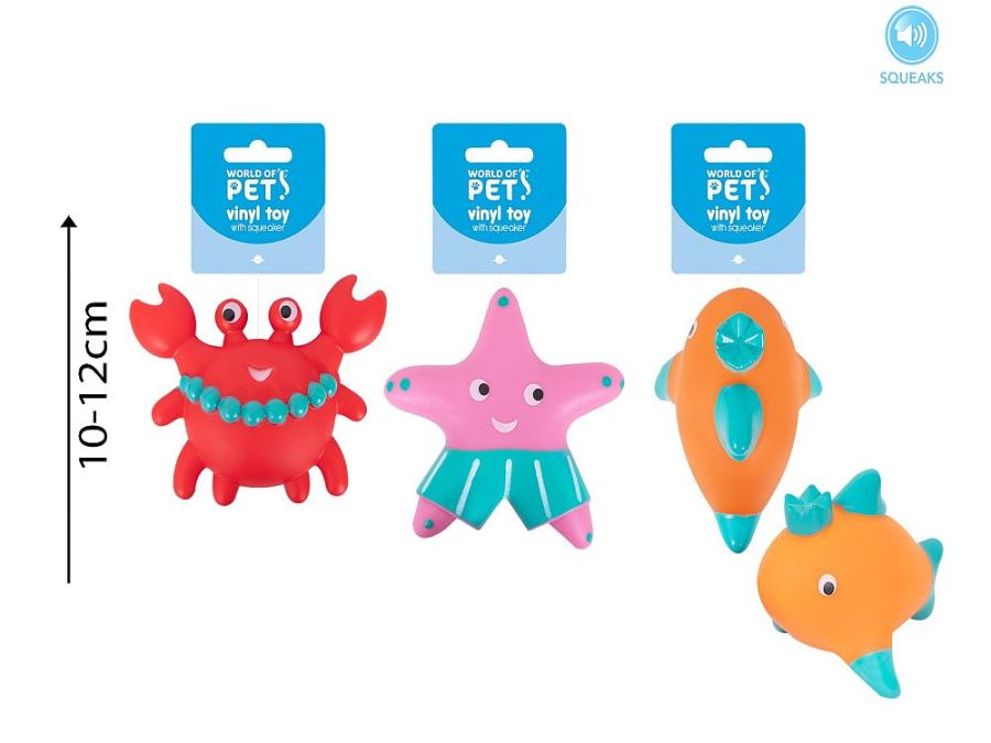 Under the sea vinyl dog toy with squeak - 3asstd*