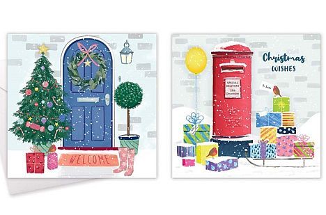 Box 10, square postbox/door Christmas cards.