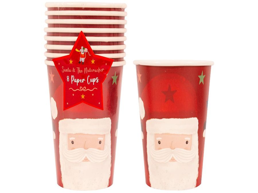 Pack 8, 8oz Santa face paper cups*