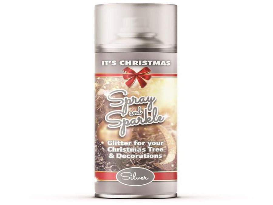 Spray and sparkle silver glitter - 200ml.